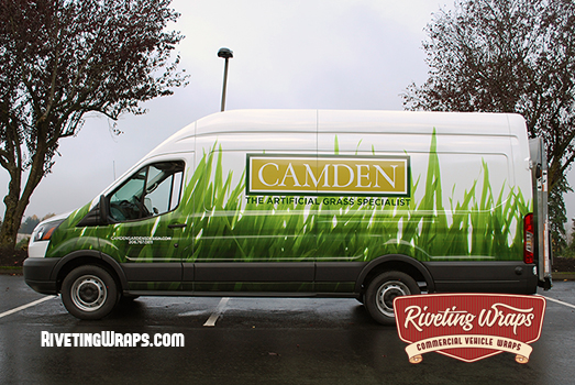 Custom Landscaping Transit Van Wrap by Riveting Wraps. Seattle, WA.