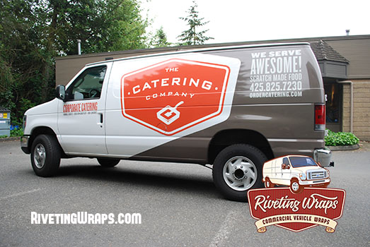 Chevy Express Catering Van Graphics By Riveting Wraps, Driver Side