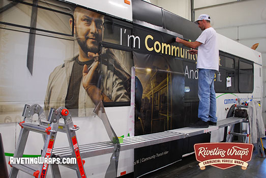 Installation of Wrap on Public Transit Bus