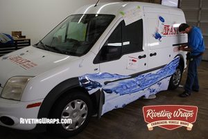 Transit Connect Wrap Installation. Bothell, WA. Riveting Wraps.
