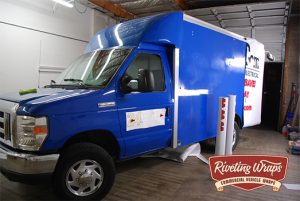 Box truck wrap installation by Riveting Wraps for Out Today of Kirkland WA