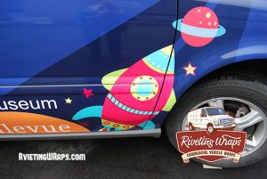 Detail of van wrap for Bellevue WA Children's Museum by Riveting Wraps