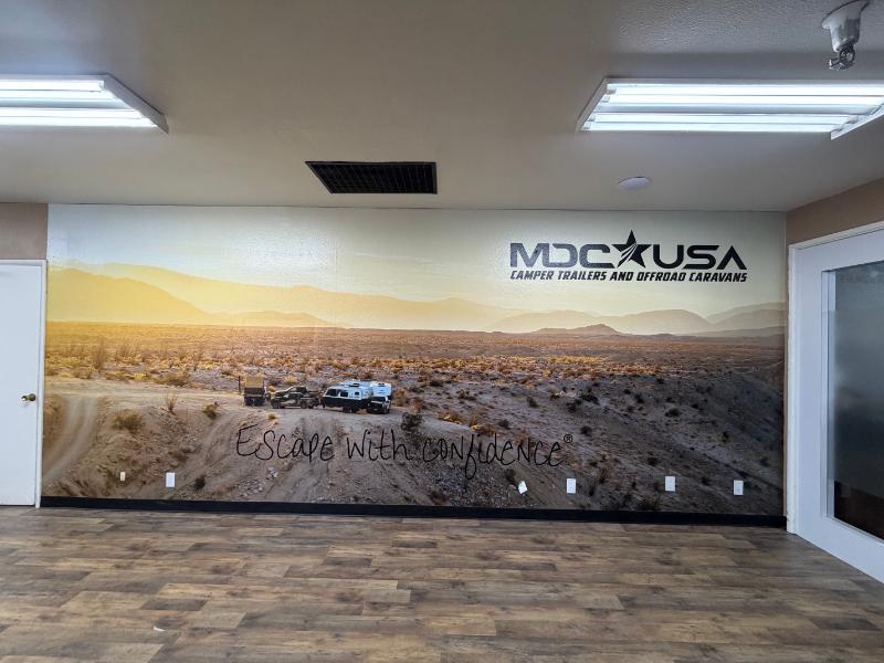 Paramount, CA, Showroom Wall Graphics and Murals Showcase MDC USA Sport Trailers in Use by Customers!