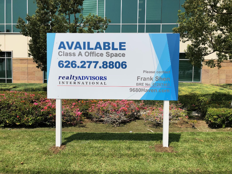 graffiti-proof commercial property For Lease signs