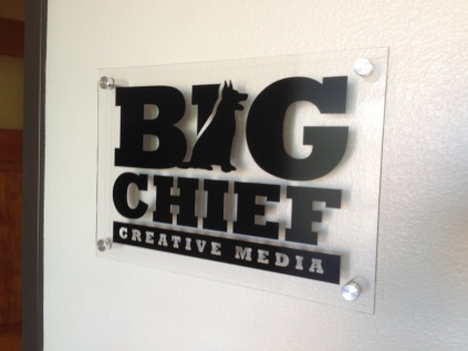 acrylic sign on standoffs