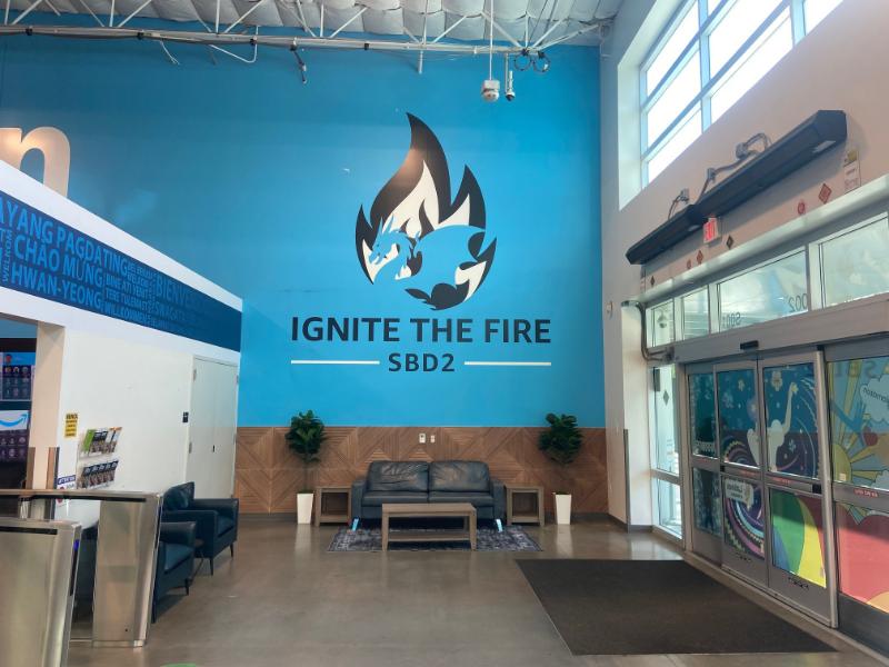 Giant wall logo decals for warehouses in los angeles, ca