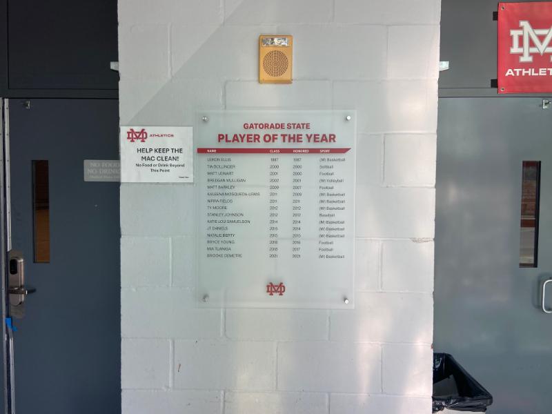 player of the year acrylic panel signs for schools in los angeles, ca