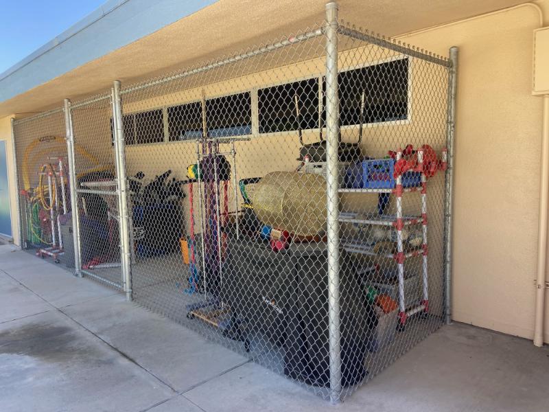 sports equipment cage before wrap