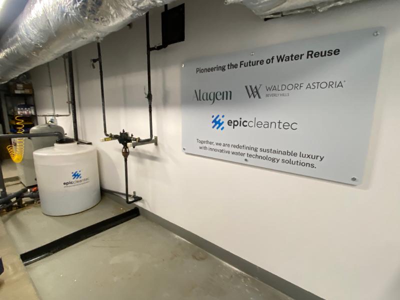 Printed acrylic wall panels with brushed aluminum wall standoffs in los angeles, ca