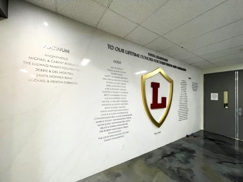 Custom designed donor wall signs and exhibits in orange county, ca