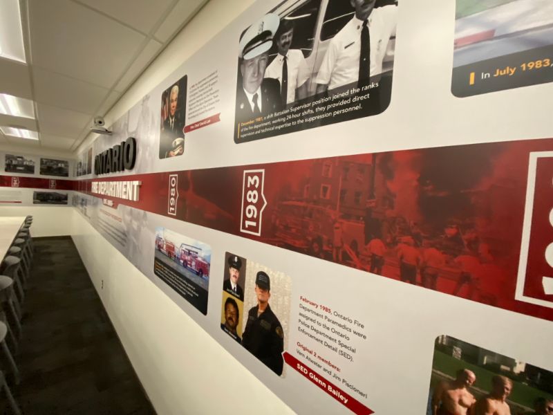 3D Wall Mural Highlights the Timeline History of the Ontario Fire Department