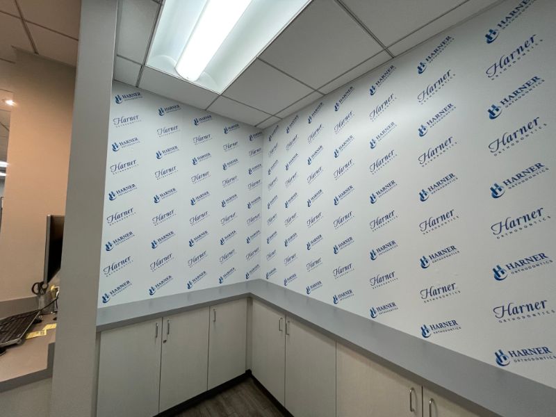 step & repeat printed wallpaper in Orange County CA