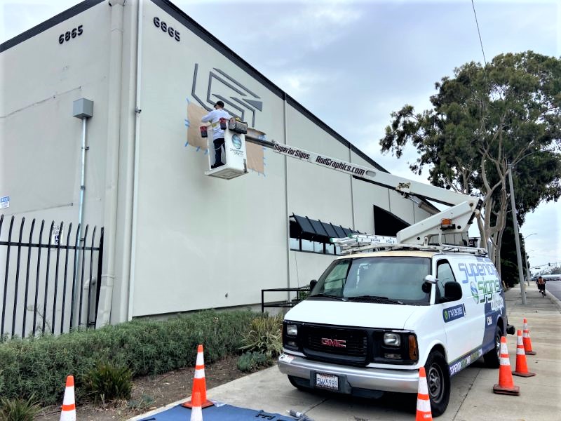 Building Sign with Logo and Lettering for Warehouse in Montebello CA