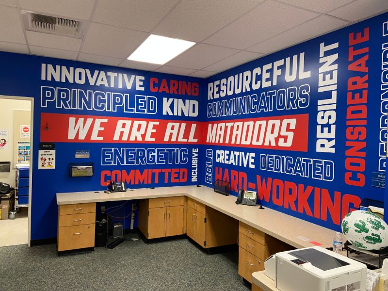Wall Graphics Transform High School Administration Building in Orange County CA