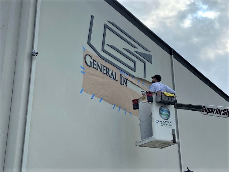 Building Sign with Logo and Lettering for Warehouse in Montebello CA