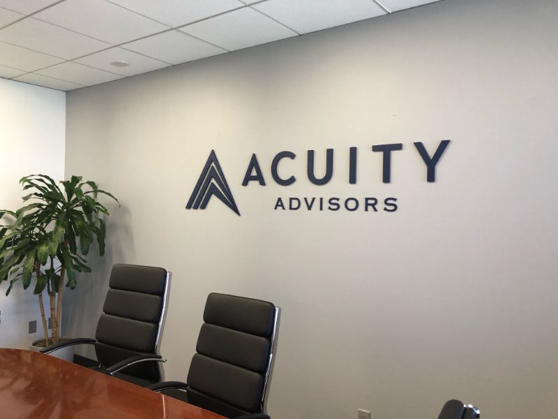 Professional Office Wall Logo Signs Welcome Visitors to Acuity Advisors in Santa Ana CA