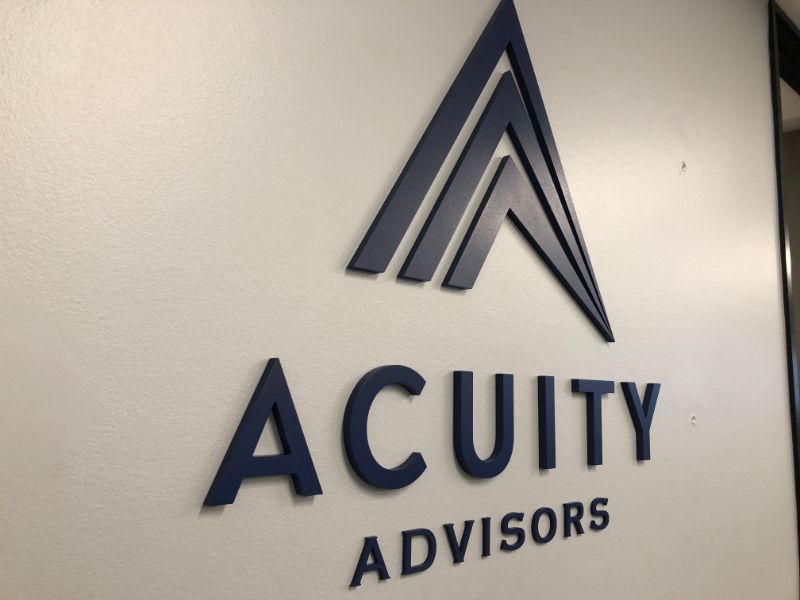 Professional Office Wall Logo Signs Welcome Visitors to Acuity Advisors in Santa Ana CA