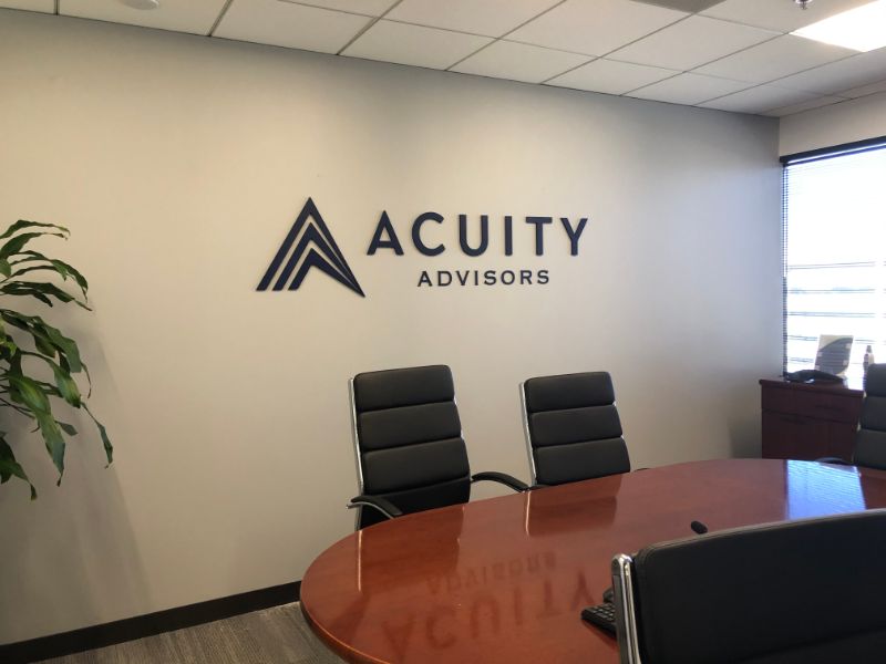 Professional Office Wall Logo Signs Welcome Visitors to Acuity Advisors in Santa Ana CA