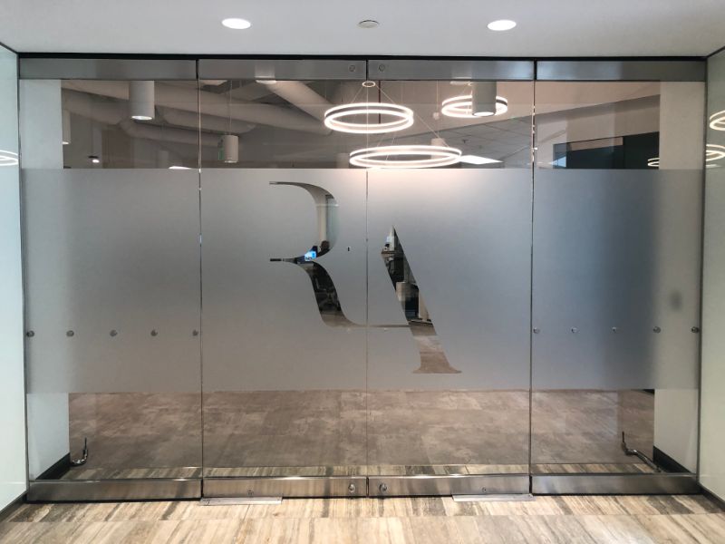 Etched and Frosted Glass Graphics Provide Privacy with an Elegant Look in Irvine CA