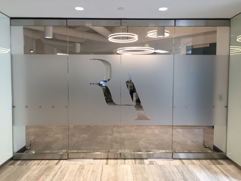 Etched and Frosted Glass Graphics Provide Privacy with an Elegant Look in Irvine CA