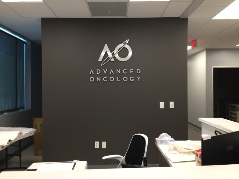 custom office logo sign and vinyl wall graphic