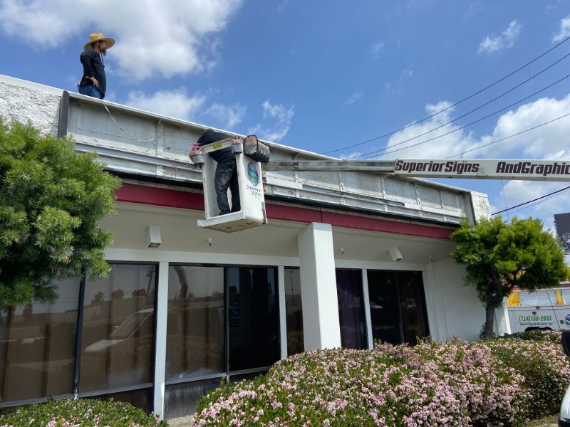 LED Retrofitting a Lighted Sign in La Mirada CA