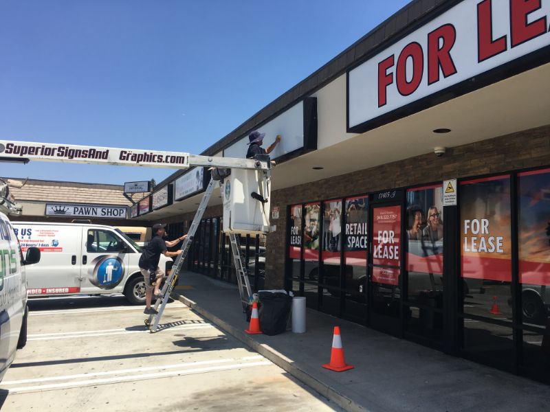 Commercial Space “For Lease Signs” and Window Graphics in Norwalk CA