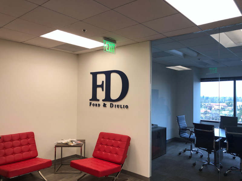 lobby logo signs for law offices in Costa Mesa