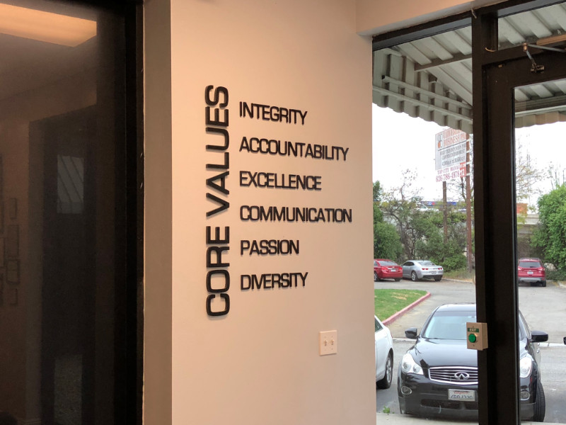 3D office wall lettering in Baldwin Park CA