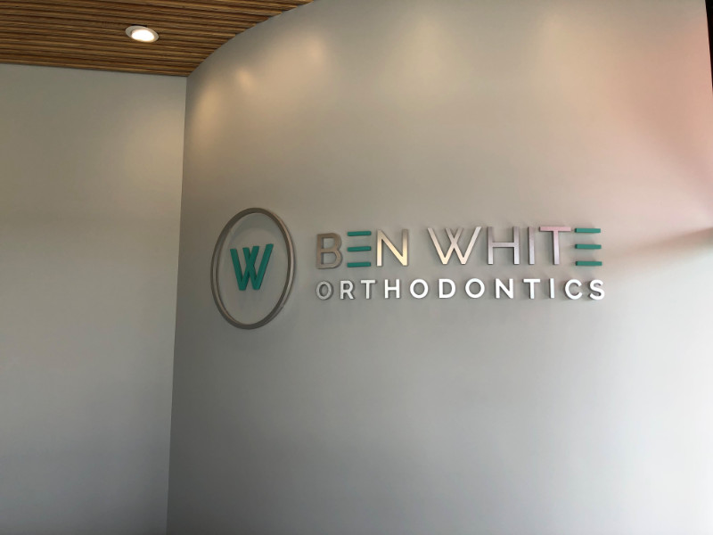 Custom Made Brushed Metal Lobby Logo