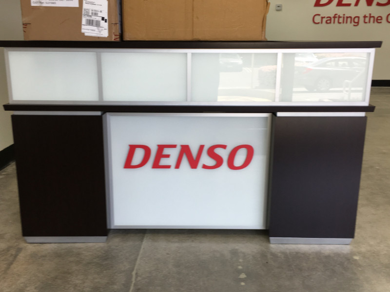 lobby sign and 3D desk logo setup