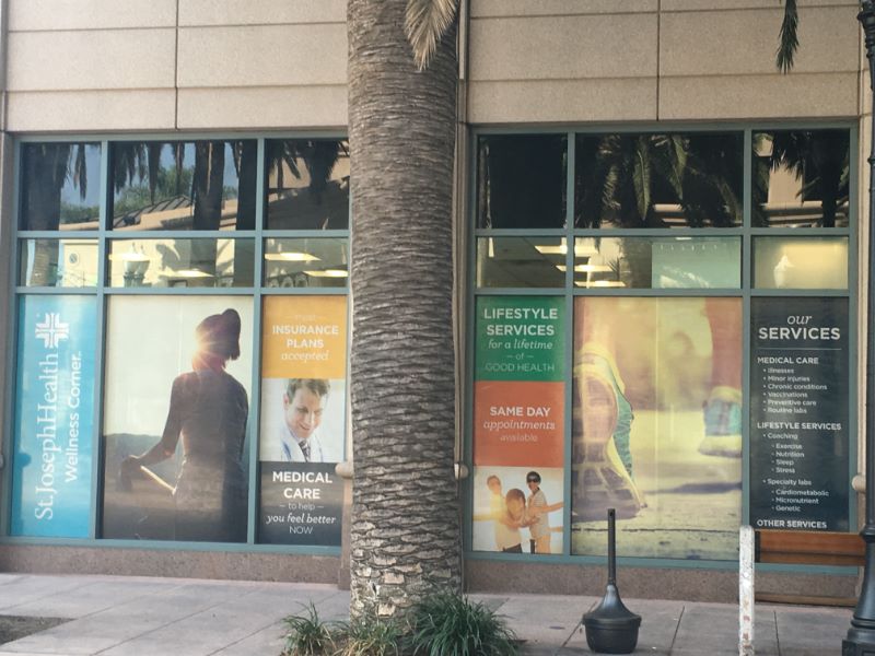 See-through window graphics for healthcare centers in Orange County CA