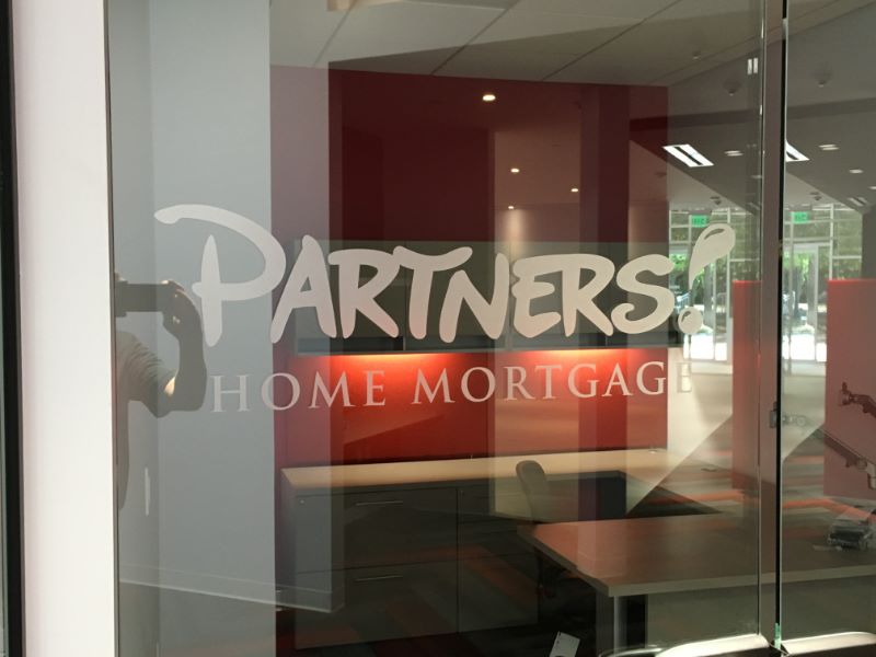 Etched vinyl glass window logos in Orange County CA