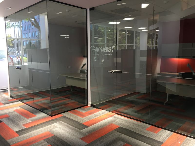 Frosted vinyl logos for interior office glass in Anaheim CA