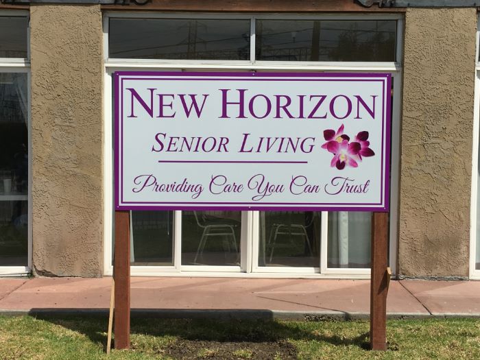 Apartment complex exterior signs in Orange County CA