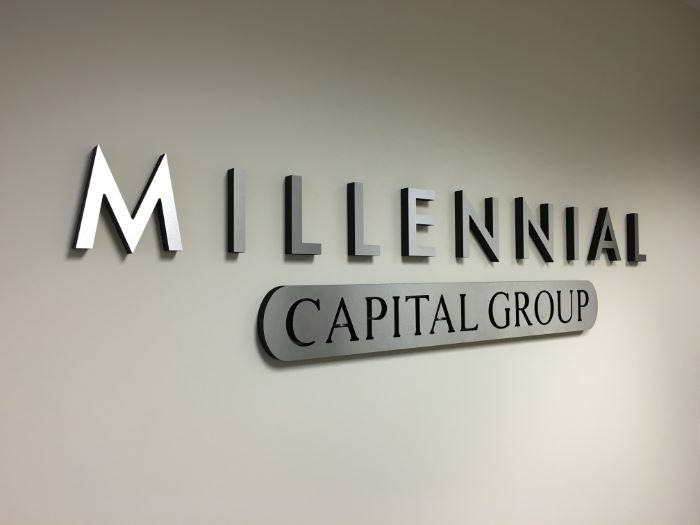 Black Foam Brushed Metal Lobby Sign Irvine CA
