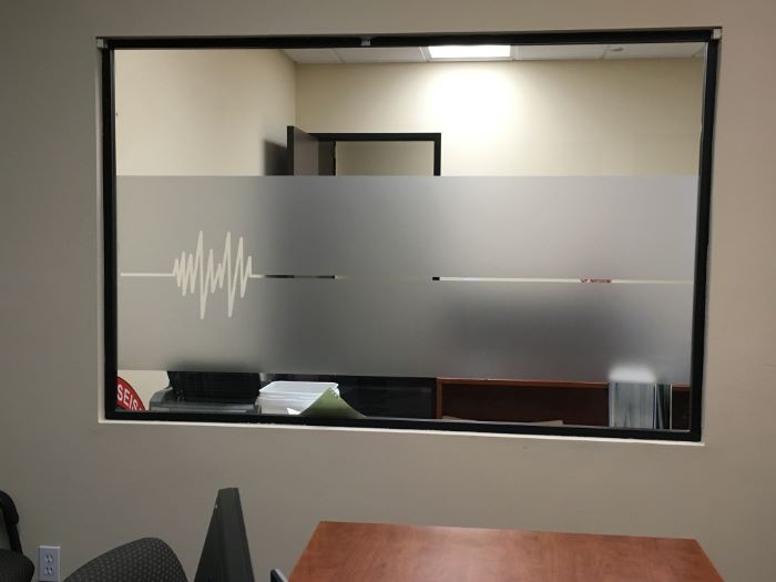 Etched window graphics for law firms in Orange County CA