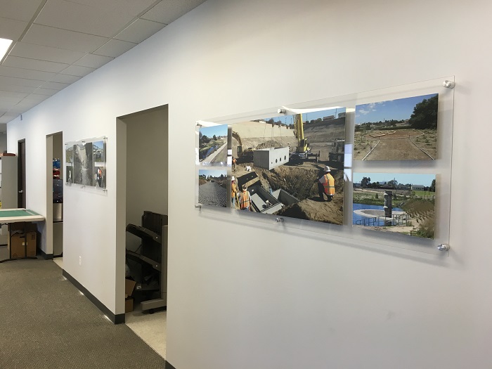 Acrylic wall panels on standoffs in Fullerton CA