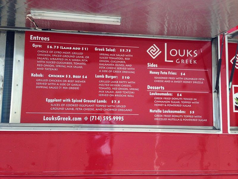 Catering Truck menu board Signs Orange County