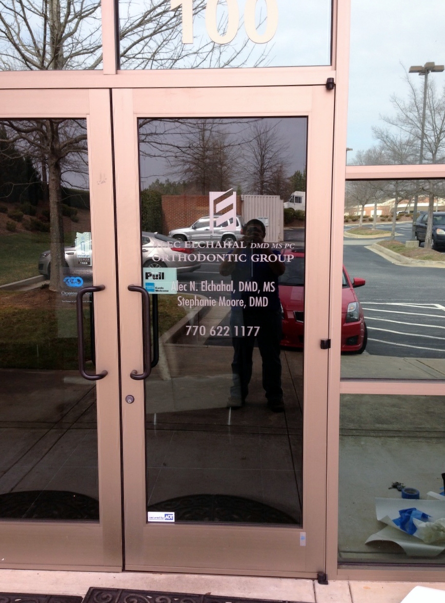 Sign Project (Etched Vinyl, Marquee, Monument Signs) for Elchahal Orthodontics - Hamilton Mill - Dacula, GA