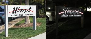 Illuminated Post & Panel Sign - Day and Night