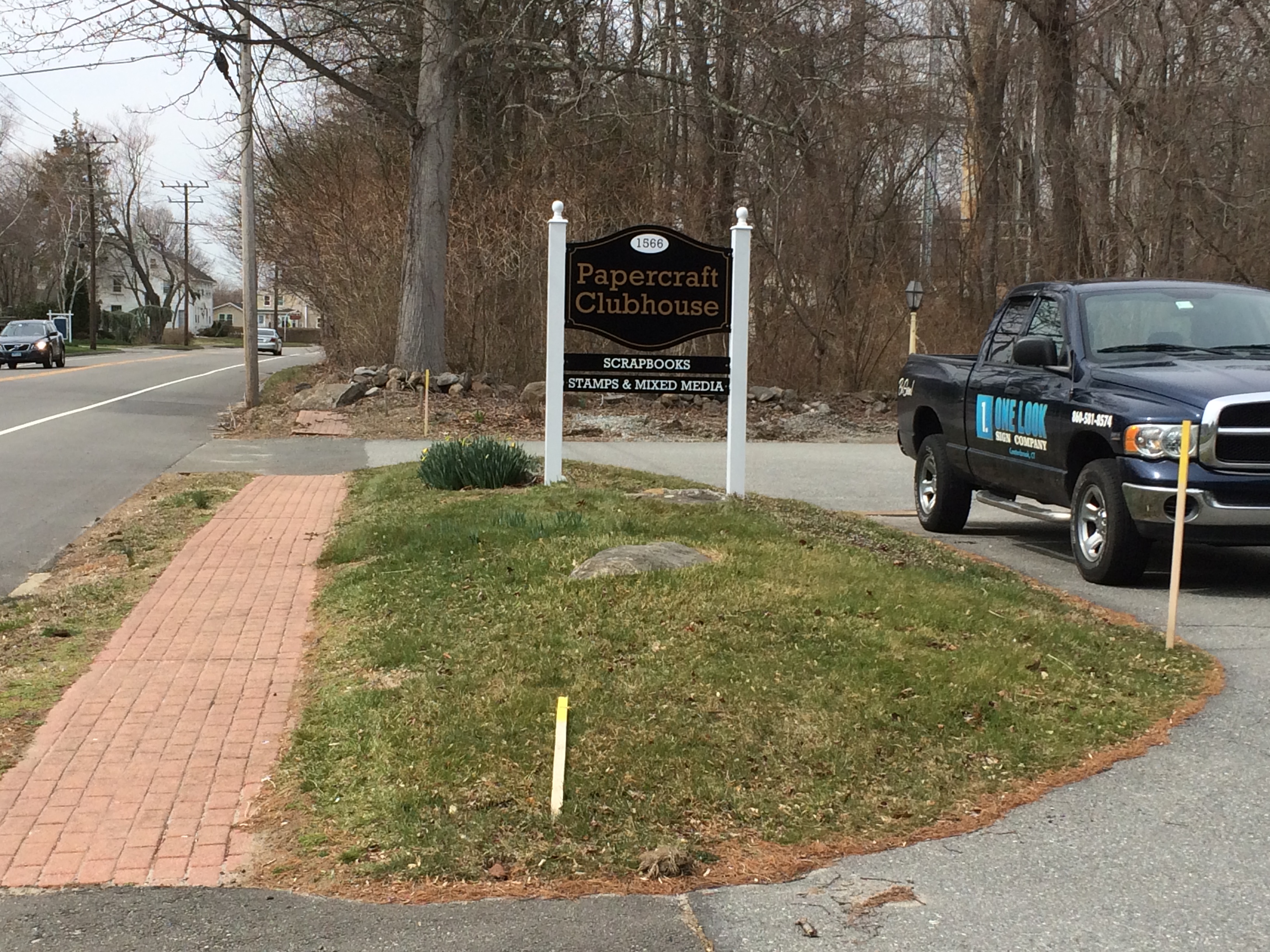 The Papercraft Clubhouse Identifies their New Location in Westbrook, CT with a Custom Custom Post and Panel Sign