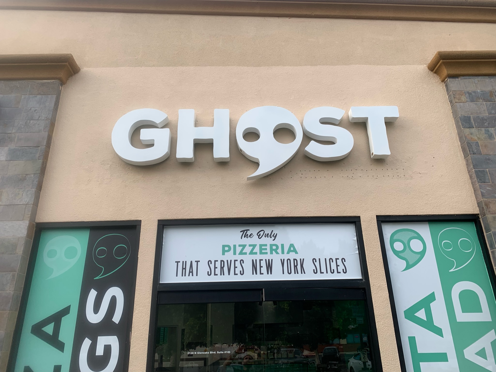 Custom Exterior and Interior Signage for Ghost Pizza Kitchen in Burbank, CA