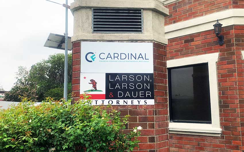 Interior and Exterior Signage for Cardinal Financial in Mission Hills, CA