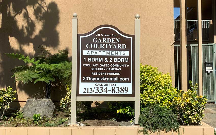 Custom Made Post &amp; Panel Sign for Apartment Complex in Monterey Park, CA