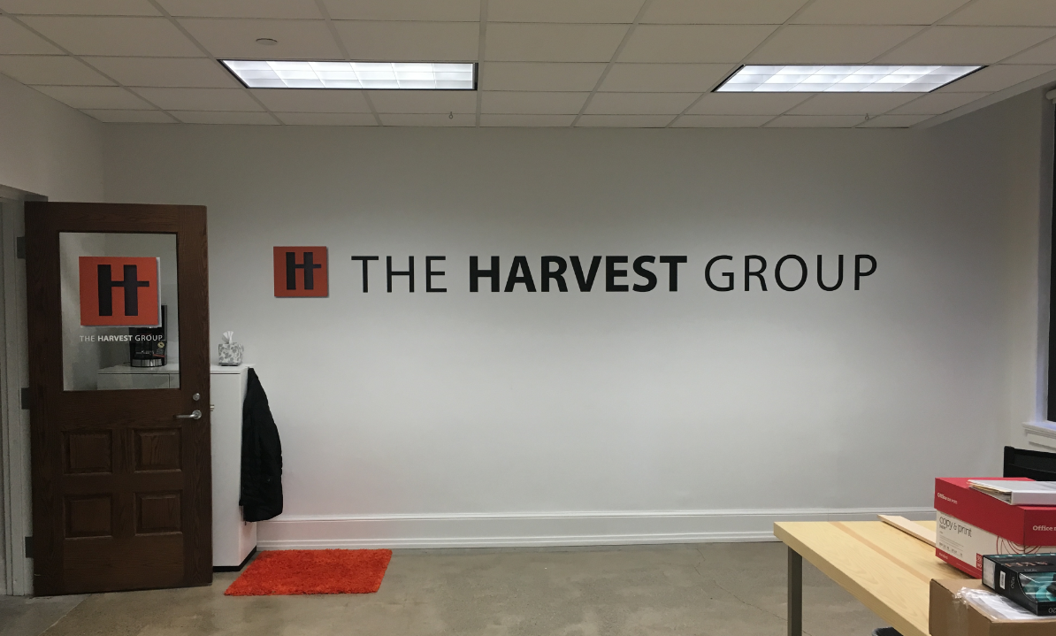 Cincinnati, Ohio – Custom Lobby Sign Constructed for The Harvest Group