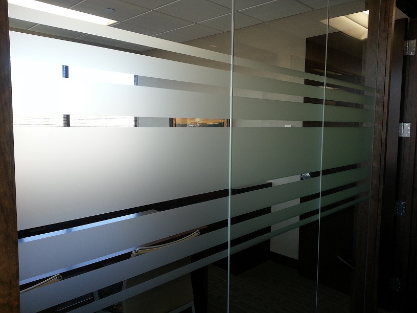 Woodbury, MN - Custom Striped Privacy Window Film for Bell State Bank & Trust