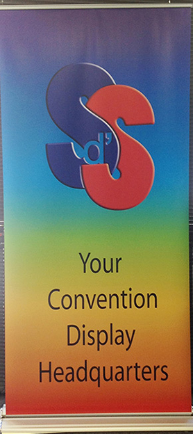 Rollup banner is perfect for convention, then roll it up in minutes, and carry it on to the plane 
