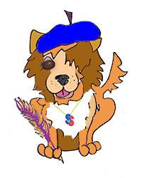 This is LeTerriere, the mascott for Signature d'Sign, Inc. Katrina Stone, artist.