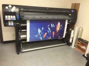 hp 26500 as it prints the new mural for the bathroom walls. . . 
